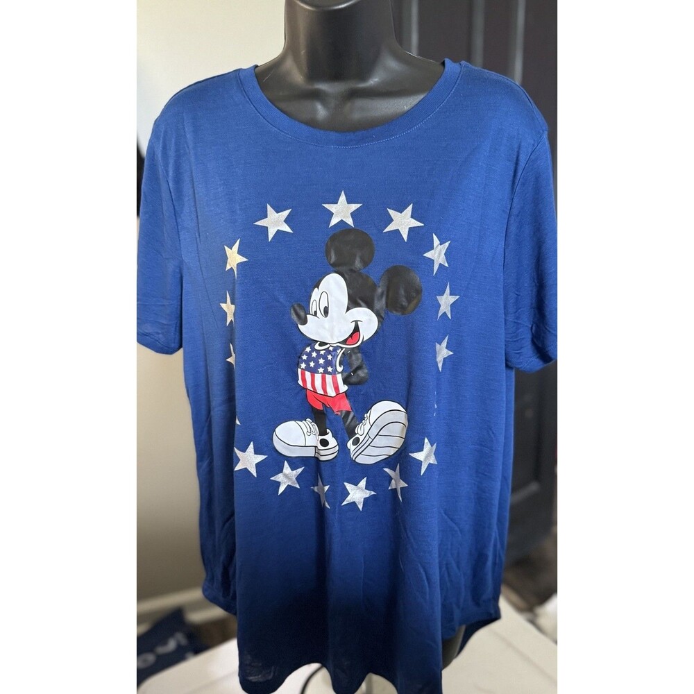 NWT Disney Women’s Patriotic USA Mickey Mouse Swing Shirt Navy Blue SZ 3XL
